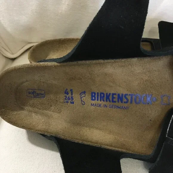 NWOT Birkenstock Arizona Black Suede Slide Sandal L10/M8 - Picture 5 of 6